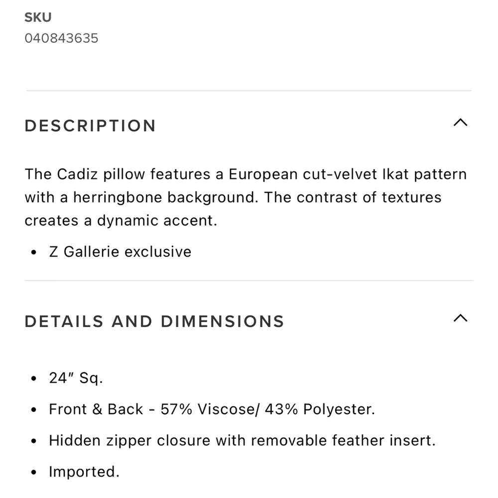 Zgallerie Cadiz Pillow 24
